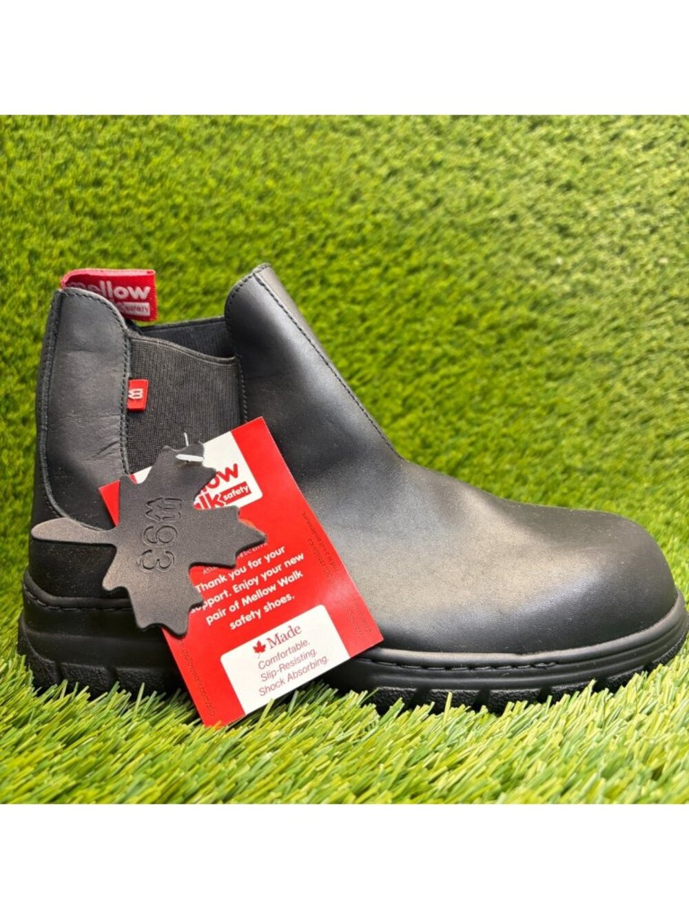 Mellow Walk Maddy Womens Size 7.5 Black Leather Composite Toe Work Chelsea Boots